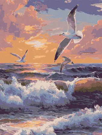 Malování podle čísel – plátno 30×40 cm Flying over the waves KHO 6469