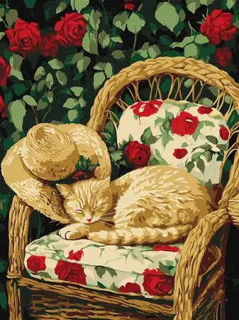 Malování podle čísel – plátno 30×40 cm KHO 6712  Kočka na zahradě