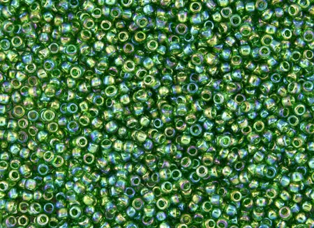 Rokajlové korálky - Round 11/0 : Transparent-Rainbow Grass Green TR-11-167B