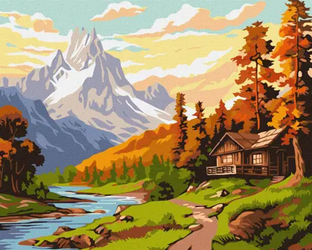 Dům uprostřed hor 40х50cm