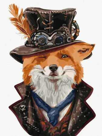 Steampunková liška 30х40cm
