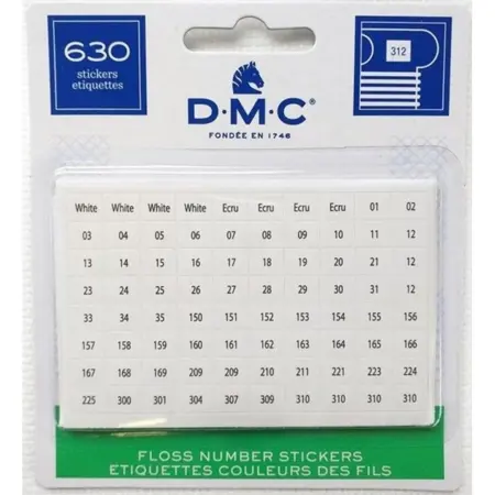 Samolepky s čísly barev bavlnek DMC art. 117