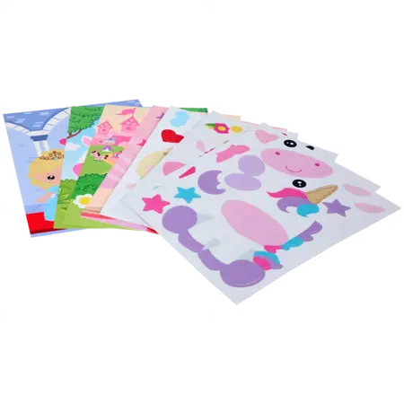 Sada pěnových samolepek princezna a jednorožec