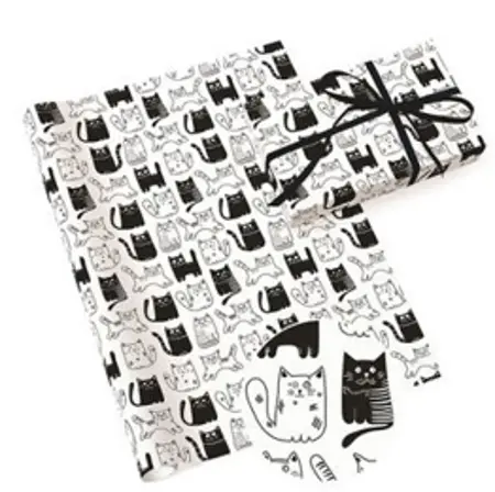 Dárkový balicí papír role PAW neutral černo-bílý  Kočka