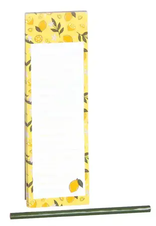 Magnetický blok s tužkou 7,5 x 24 cm citron
