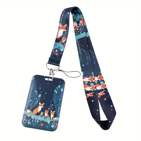 Šňůrka na krk s karabinou a poutkem, pouzdro na kartu Liška 