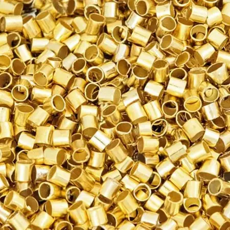 Zamačkávací rokajl váleček zlato 1.5mm 20 kusů