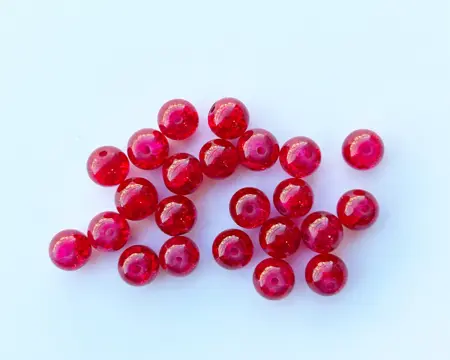 Korálek práskaný kulička 8mm červená