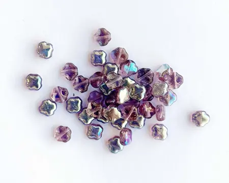 Korálek mačkaný KŘÍŽEK 7mm vínová AB