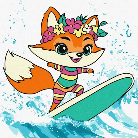 Malování podle čísel - Léto. Liška chytá vlnu 25*25cm