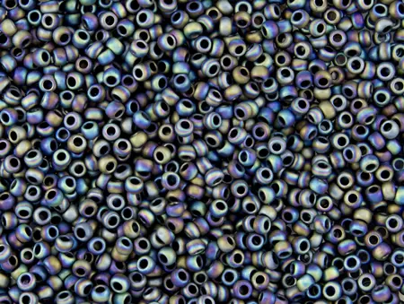 Rokajlové korálky Toho  - Round 15/0 : Opaque-Frosted-Rainbow Iris TR-15-86F