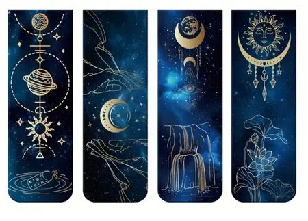 Magnetické záložky – Galaxie & Slunce  – sada 4 ks