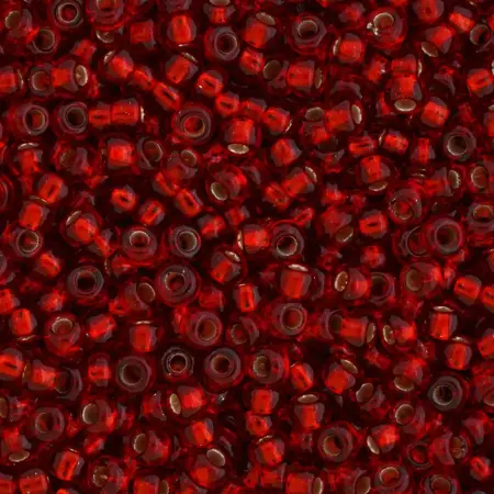 Preciosa rokajl 8/0 – červený se stříbrným průtahem (97070), 10 g