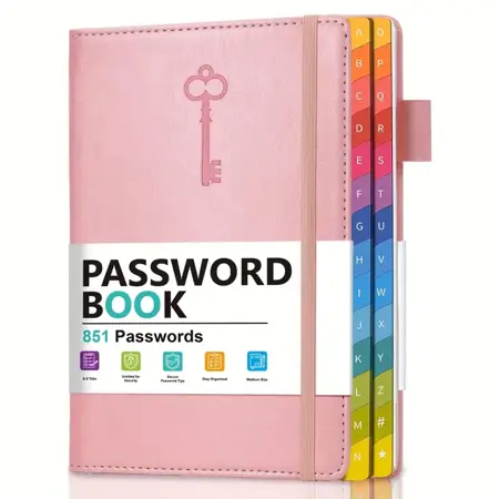 Blok na hesla Password Book s abecedním indexem – růžový