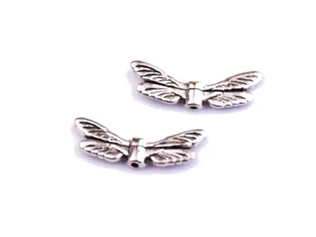 Kovové korálky křídla 7x20 mm, barva  stříbro balení 2 ks