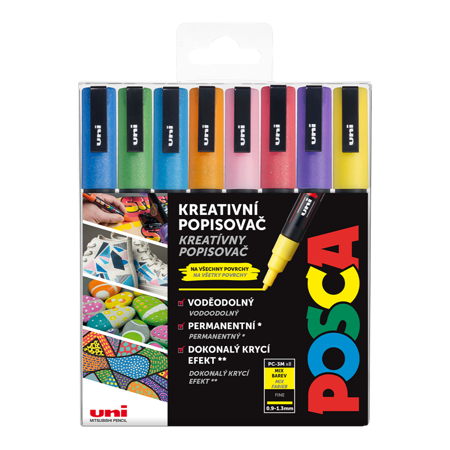 Sada popisovačů POSCA PC-3M Uni třpytivé