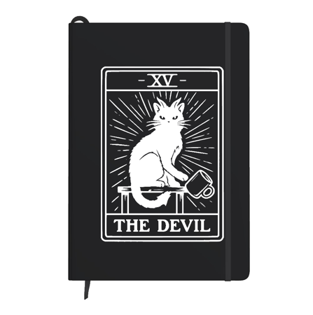 Poznámkový blok tarot A5 „the devil – Kočka“ s gumičkou