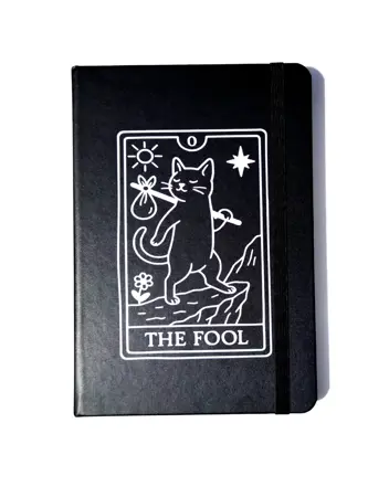 Poznámkový blok tarot A5 „the fool – Kočka“ s gumičkou