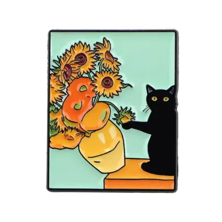 Smaltovaný pin Van Gogh  kočka se Slunečnice