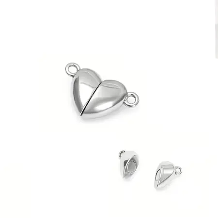 Magnetické zapínání Srdíčko – stříbrné, 15 × 10 mm