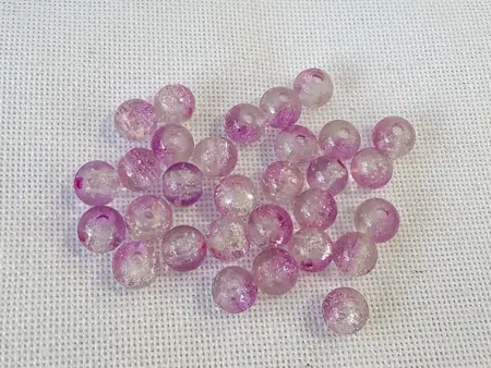 Mačkané praskané  skleněné kuličky 6 mm, 30 ks barva transparentní  orchideová