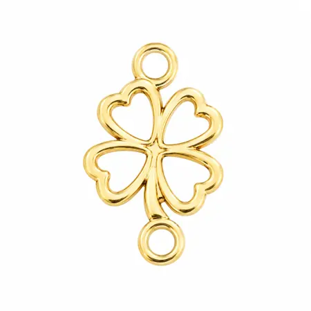 Kovový spojovací přívěsek Čtyřlístek – zlatá , 20 × 12 mm