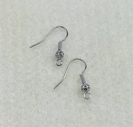 Náušnicové afroháčky s ozdobnou kuličkou 20mm v barvě stříbra