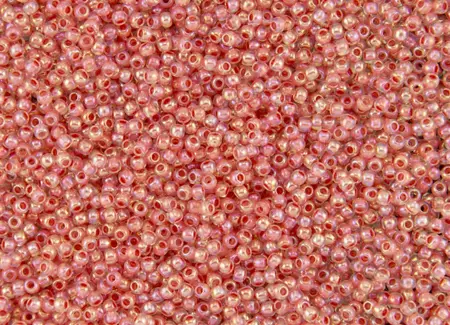 Rokajlové korálky Toho  - Round 15/0 : Inside-Color Rainbow Crystal/Salmon-Lined TR-15-779