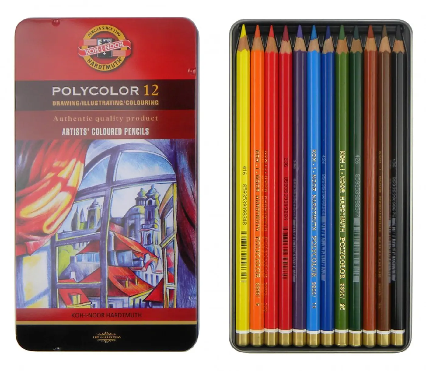 Sada pastelek Polycolor 12ks v plechovém obalu - fotografie 1