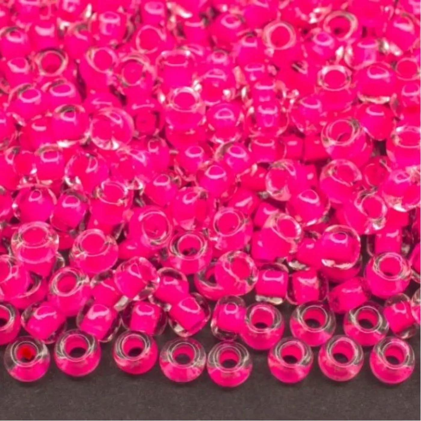 Preciosa rokajl 10/0 –  Transparent, pink neon line (08777 ), 10 g - fotografie 1