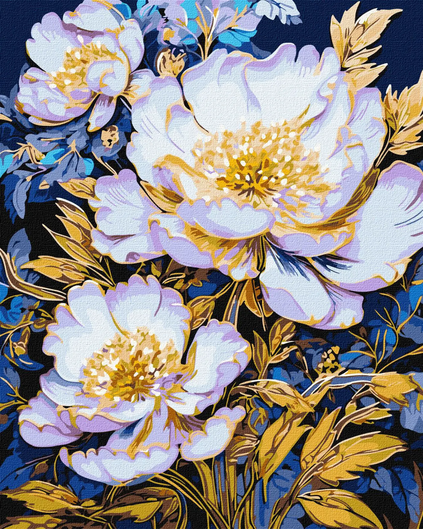 Malování podle čísel 40×50 cm Elegantní květiny s metalickými barvami - fotografie 1