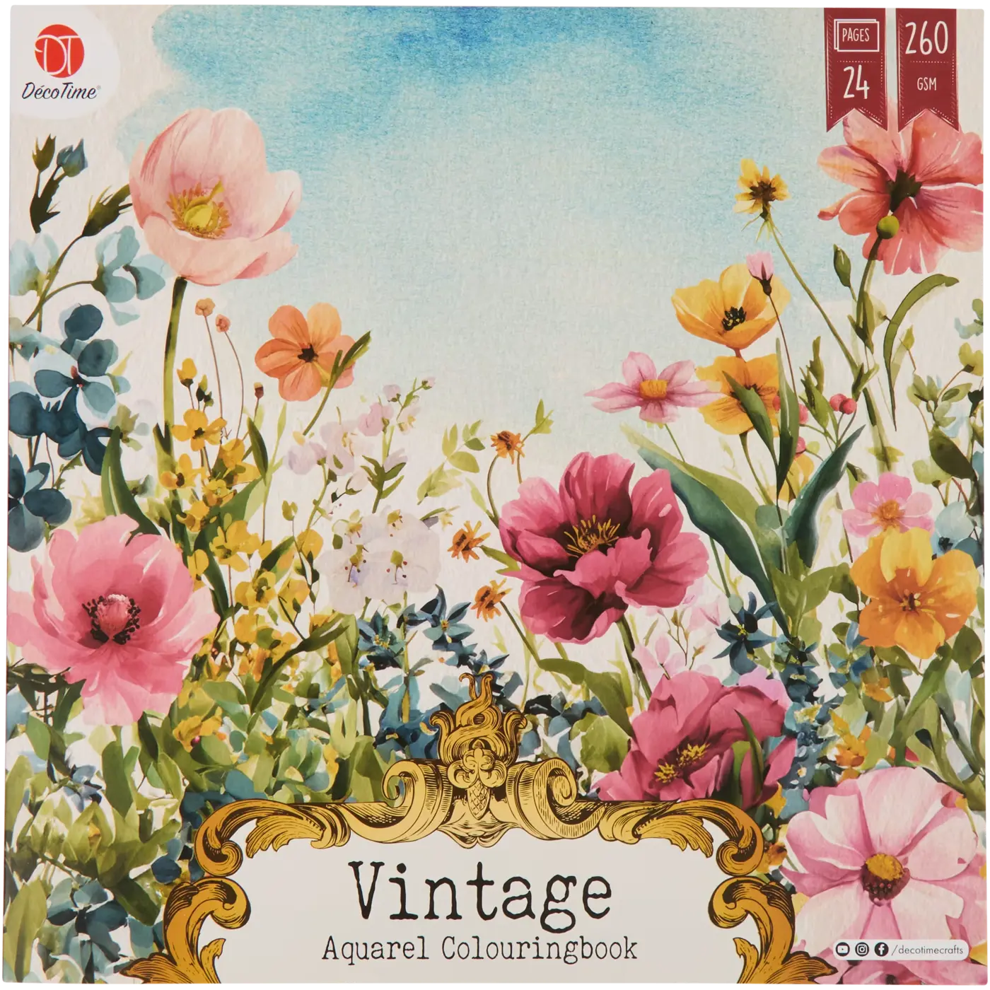 Akvarelové omalovánky 25 × 25 cm Vintage Flower - fotografie 1