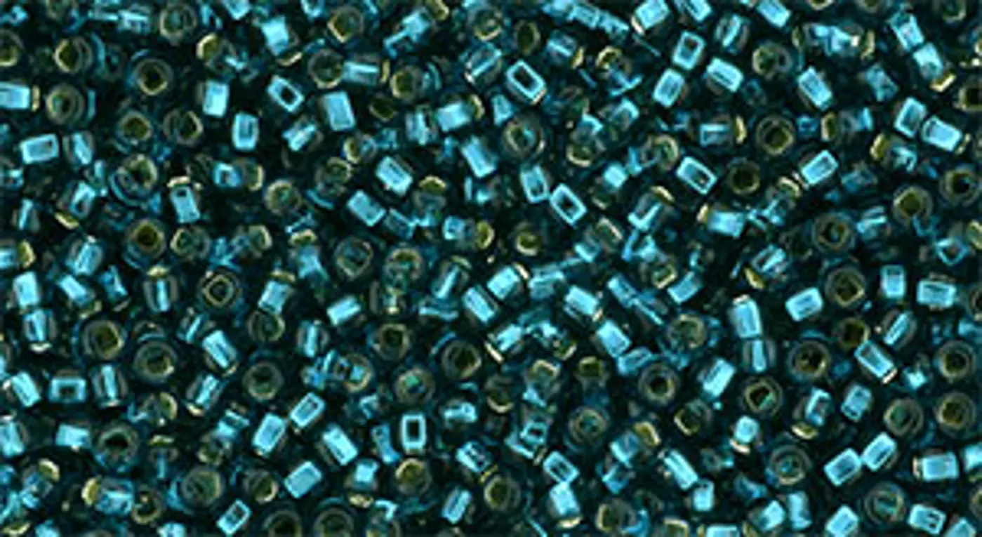 TOHO Square Hole Round 15/0 : Silver-Lined Teal TR-15S-27BD  - fotografie 1