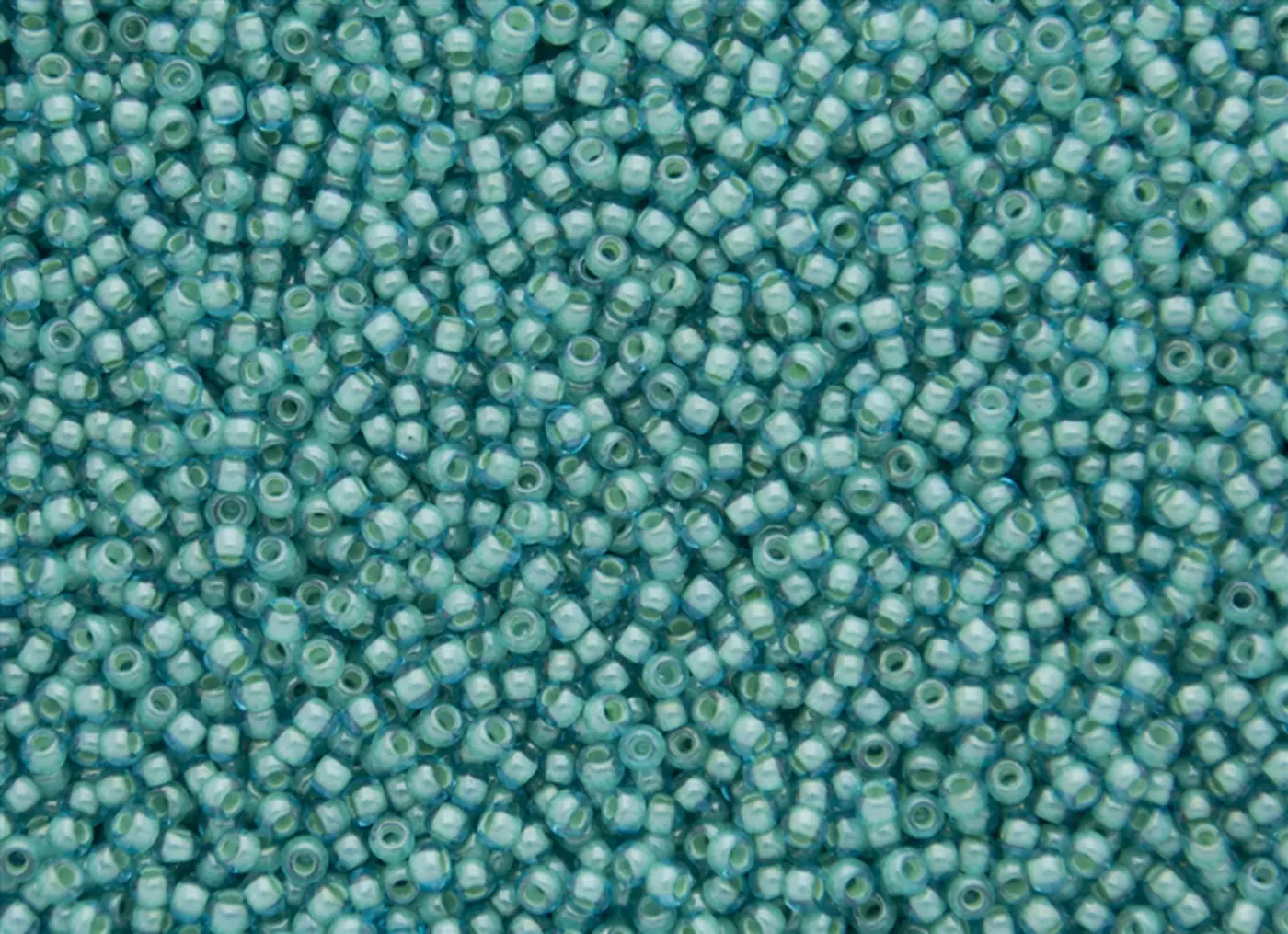 Rokajlové korálky Toho  - Round 15/0 : Inside-Color Aqua/Lt Jonquil-Lined TR-15-954 - fotografie 1