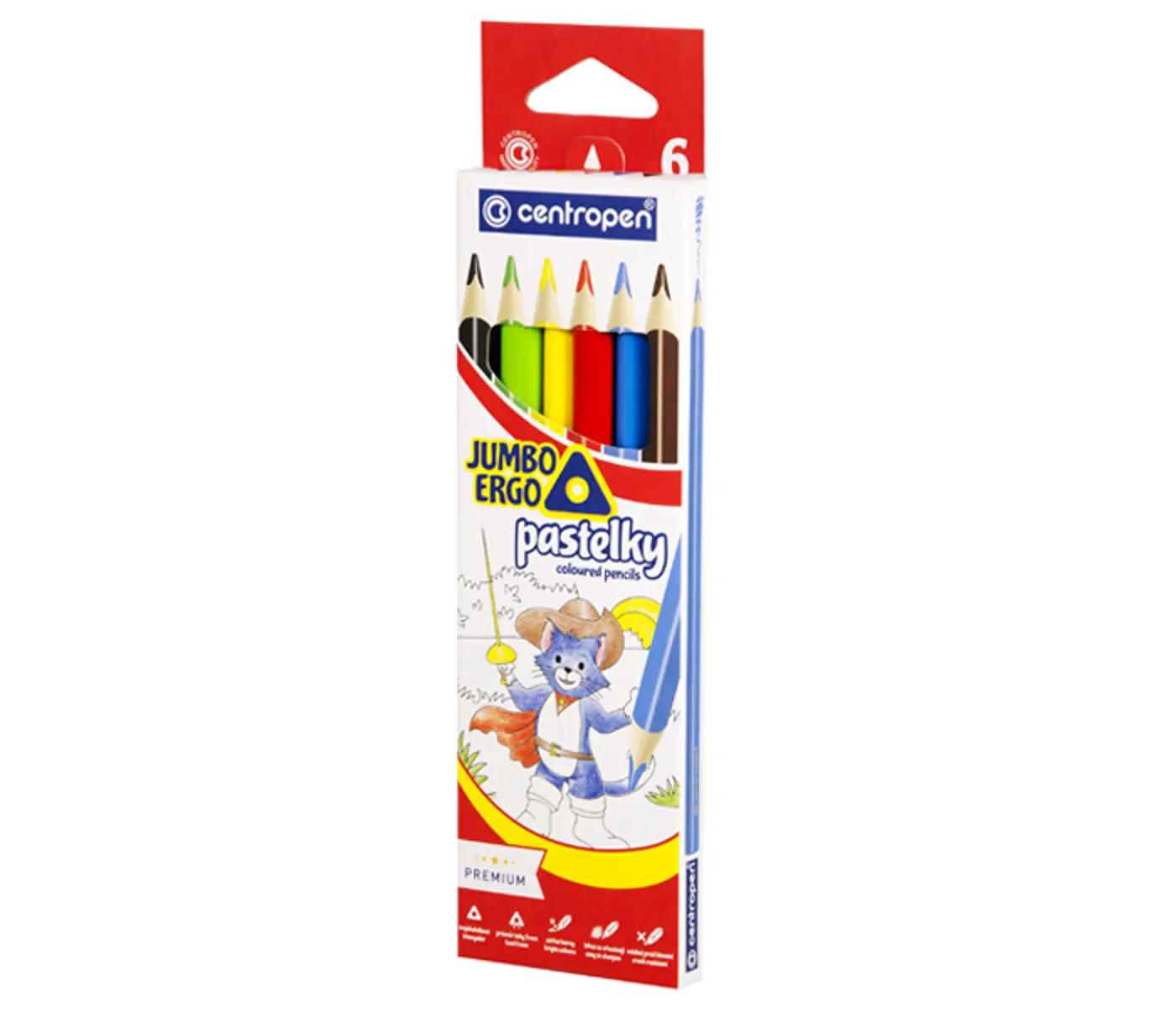   Trojhranné pastelky Centropen Jumbo 6ks - fotografie 1