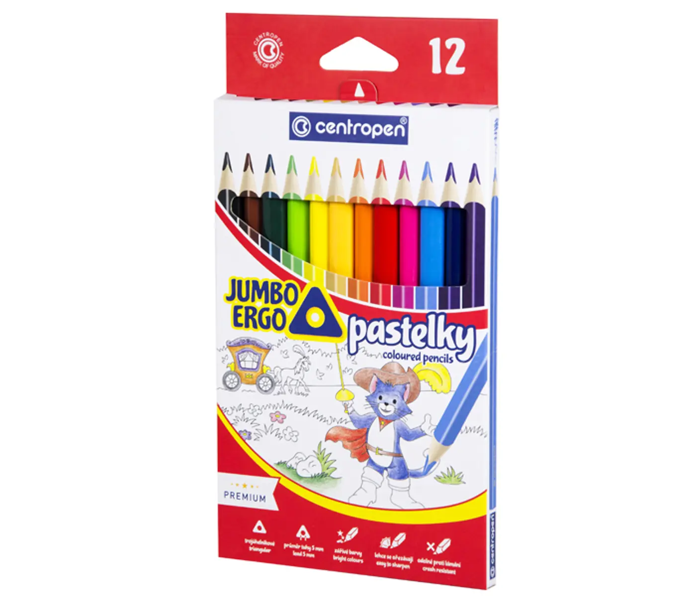 Trojhranné pastelky Centropen Jumbo 12ks - fotografie 1