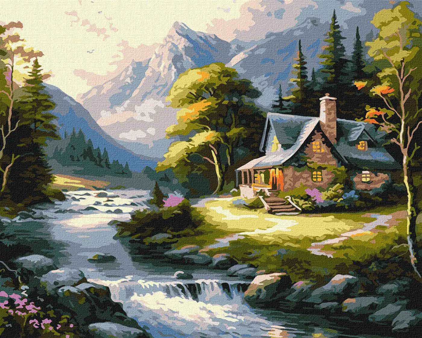 Malování podle čísel 40×50 cm – kreativní sada pro dospělé i děti Dům v horách - fotografie 1