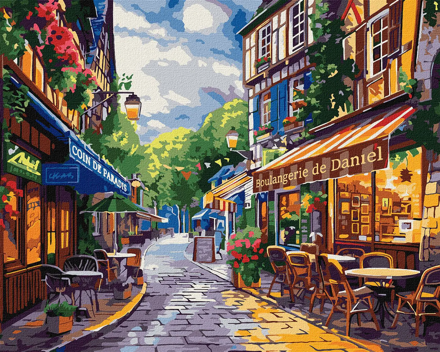 Malování podle čísel 40×50 cm – kreativní sada pro dospělé i děti  Ulice ve Francii  - fotografie 1