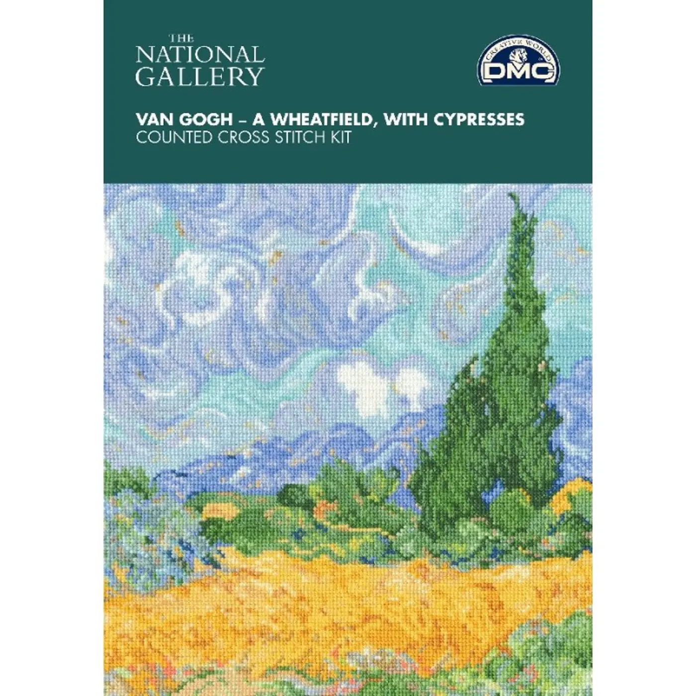 Sada na vyšívání DMC Vincent van Gogh A Wheatfield with Cypresses, Pšeničné pole s cypřiši - fotografie 1