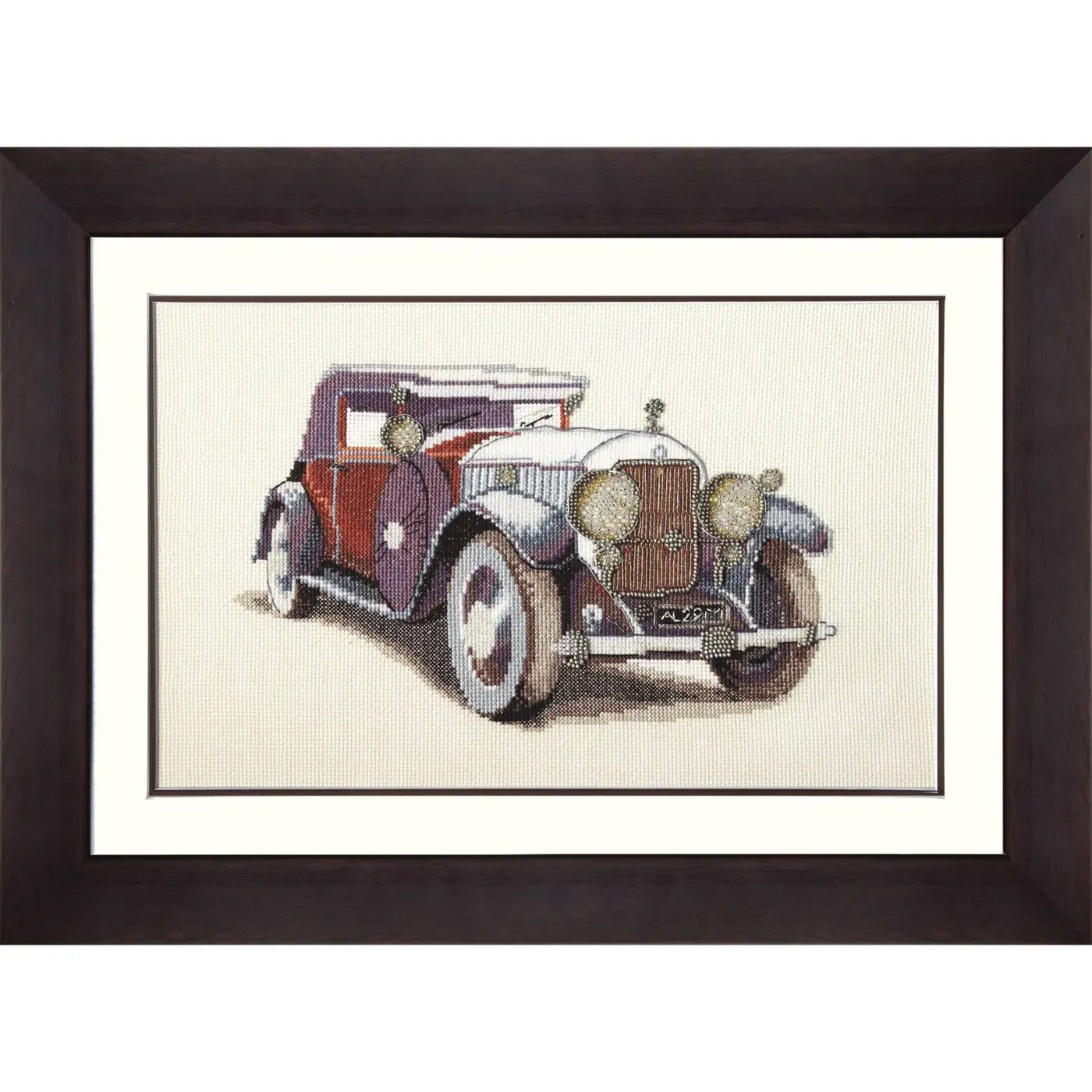 CHM-M95 Retro automobil (křížkové a korálkové vyšívání)  - fotografie 1