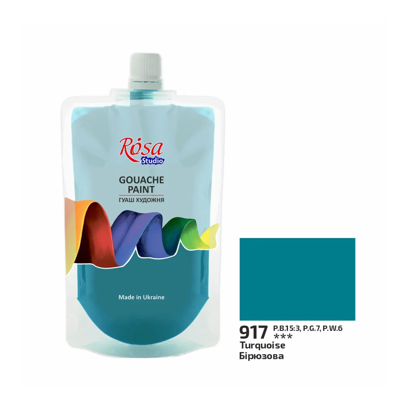 Kvašová barva Rosa –  917 turquoise 200 ml - fotografie 1