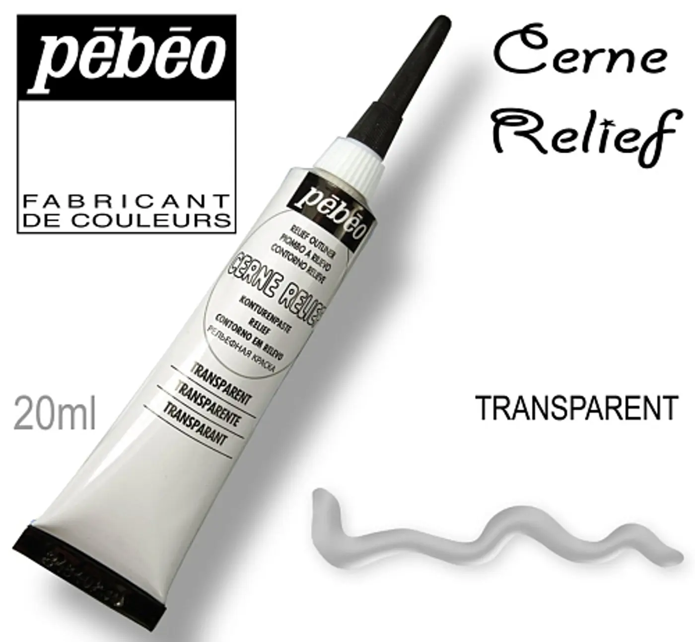 Nevypalovací kontura na sklo Cerne Relief 20ml  transparentní  - fotografie 1