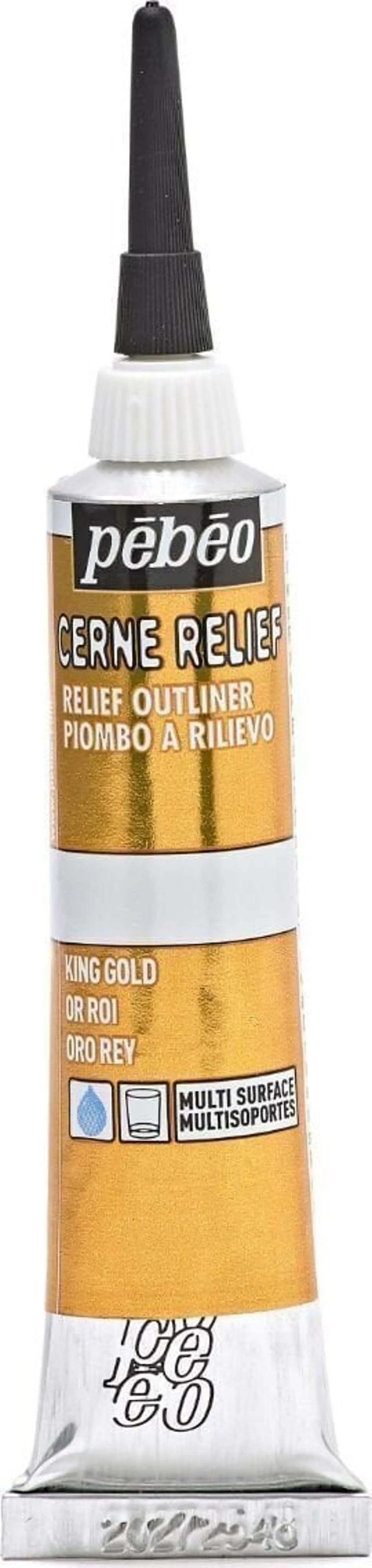 Nevypalovací kontura na sklo Cerne Relief 20ml  zlatá královská - fotografie 1