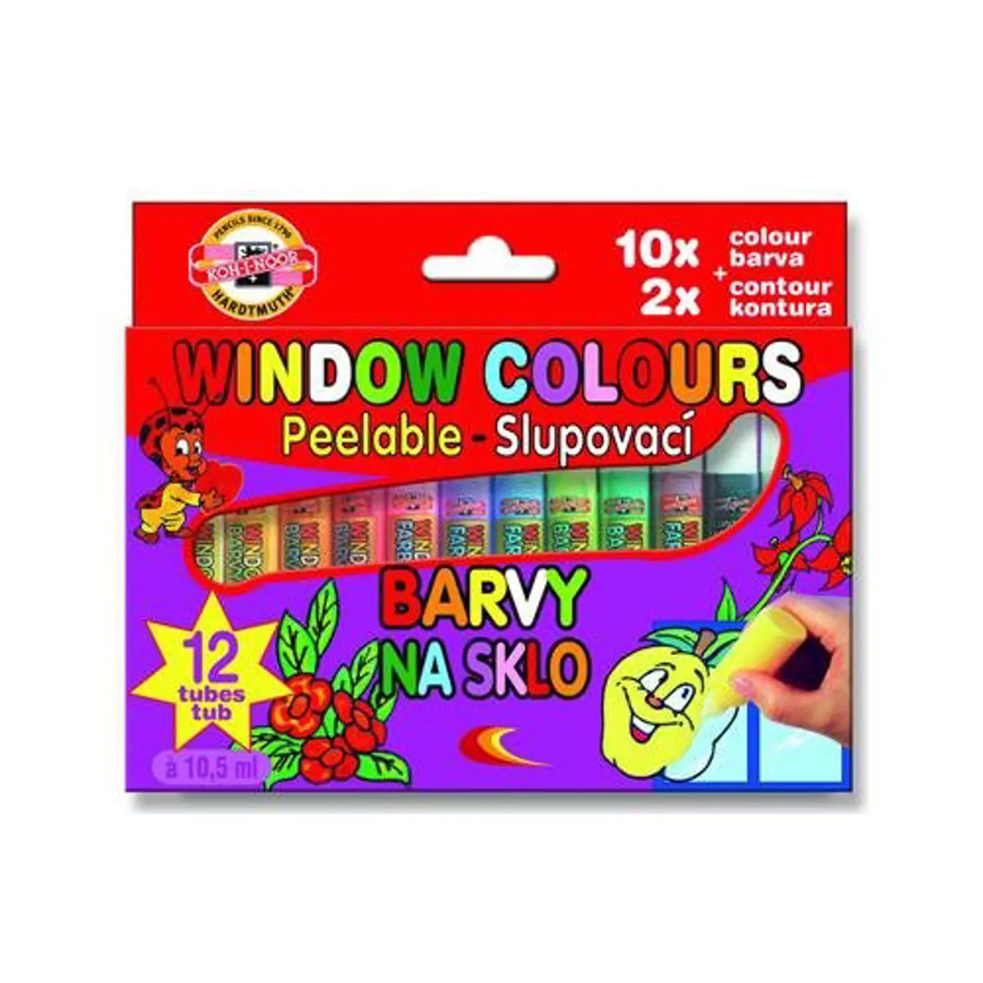 Koh-i-noor barvy na sklo 12x10ml (10 barev + 2 kontury) - fotografie 1