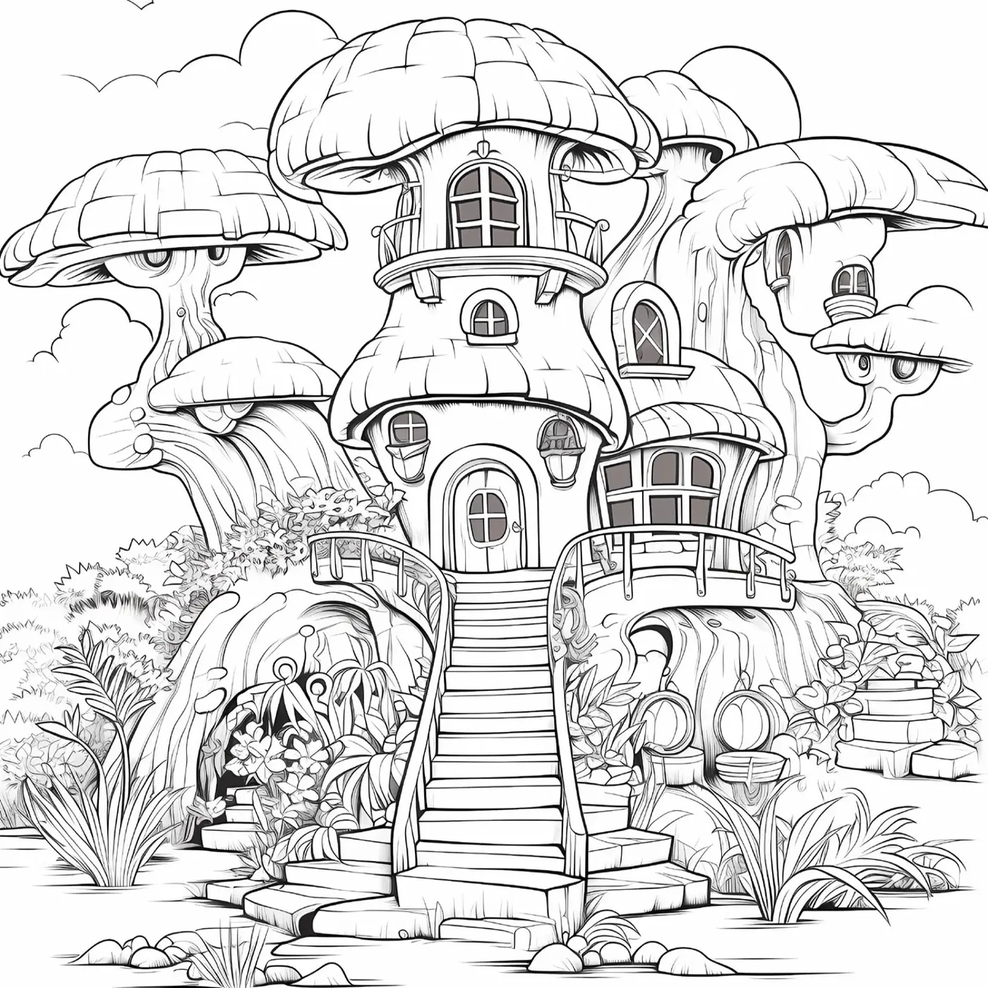 omalovanka pro dospělé fantastic tree house - fotografie 2