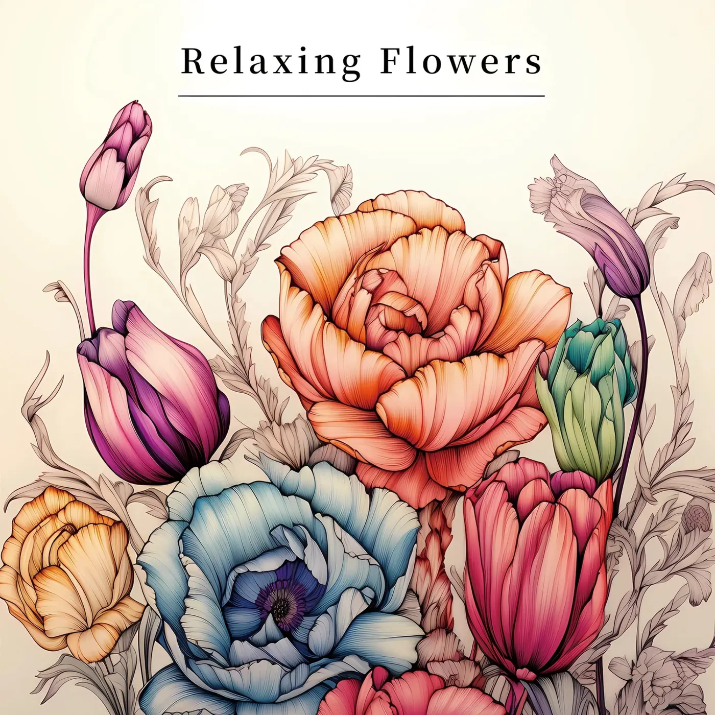 omalovanka pro dospělé relaxing flowers - fotografie 1