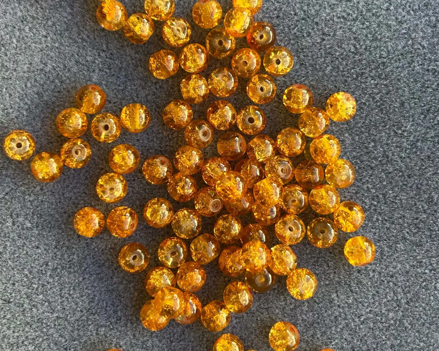 Korálek práskaný kulička 8mm oranžová - fotografie 3