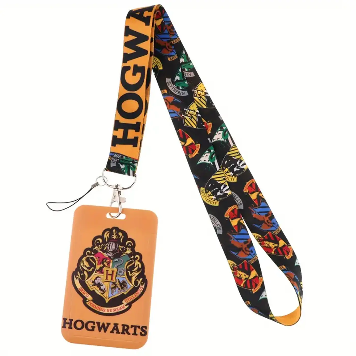 Šňůrka na krk s karabinou a poutkem, pouzdro na kartu Harry Potter hogwarts  - fotografie 1