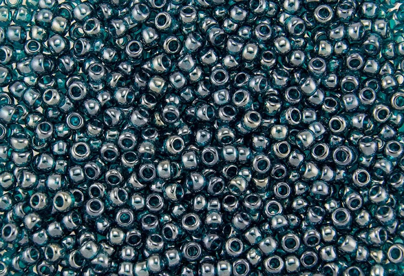 Rokajlové korálky - Round 11/0 : Transparent-Lustered Teal  TR-11-108BD - fotografie 1