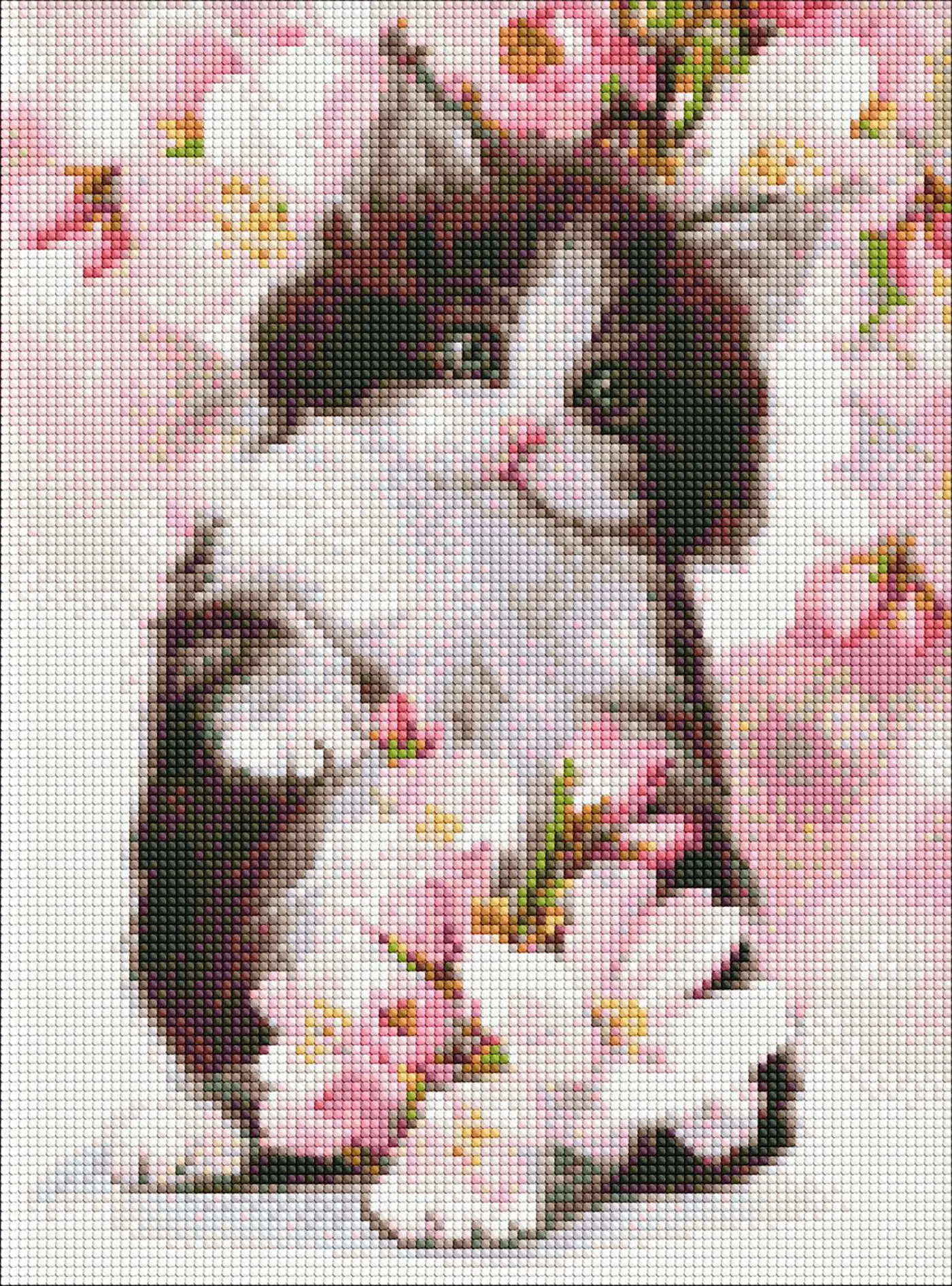 Diamantová mozaika 30×40 cm – kreativní sada s kamínky  Chlupaté kotě  - fotografie 1